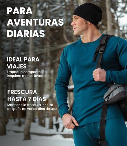 Miniatura 5 de Merino.Tech Conjunto Lana Merino Hombre - Termica Lana Merino Hombre, Camisa Lana Merino Hombre Pantalon Termico Lana Merino, Como Un Regalo Calcetines Merino, Peso Pesado Large, 320 Black