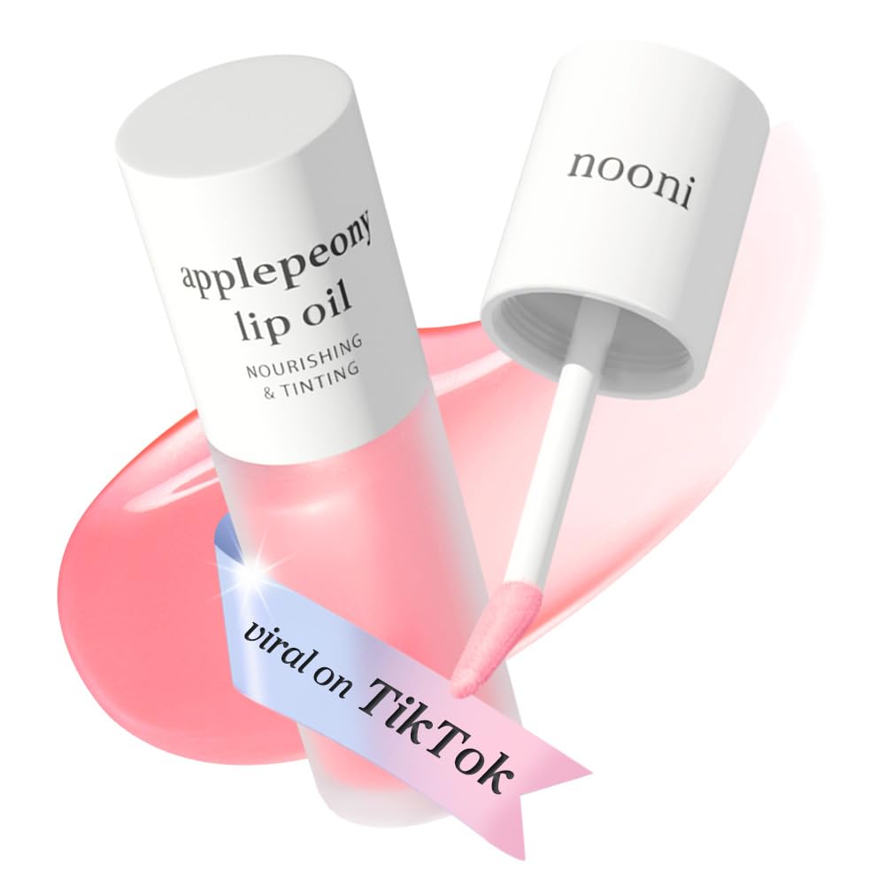 【NOONI/ヌニ】Lip Oil Apple Peony | Lip Oil | Long-lasting Color | Healthy Glow | Moisturizing | Exfoliation Care | Smooth | Hydrated | Waterproof | Korean Cosmetics | Natural | Daily Lip Care | 8 Colors