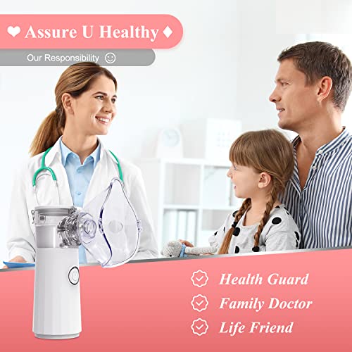 Portable Handheld Nebulizer for Adults and Children, Travel Inhaler Ultrasonic Nebulizer, Self-Cleaning Mesh Nebulizer Machine for Breathing Issues with Full Package, White