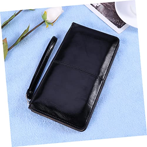 Women High Capacity Zipper Buckle Clutch Purse Mobile Handbag Holder Black Secure Closure for Cards and Cash Elegant Envelope Design for Daily Use3
