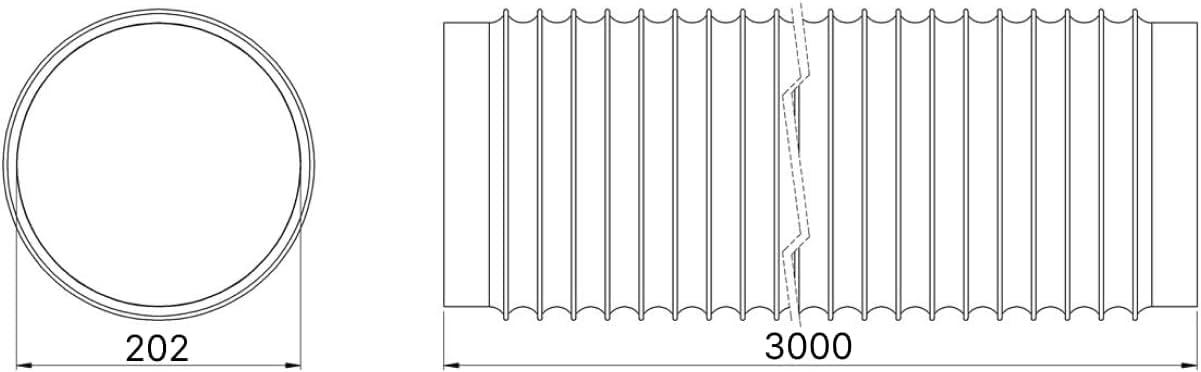 H&C VENT Tubo flessibile di scarico – con alluminio – Isolamento PVC – Tubo flessibile – Uscita di ventilazione tubo flessibile per condizionatori d'aria, asciugatrice (bianco, Ø 200 mm – 3 m)