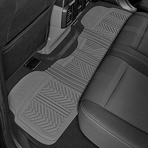 Image of Motor Trend FlexTough Baseline Rubber Car Floor Mats with Trunk Mat Cargo Liner, Front & Rear Combo Set fits Most Car SUV Van Coupe Sedan, Heavy Duty All Weather Trim to Fit