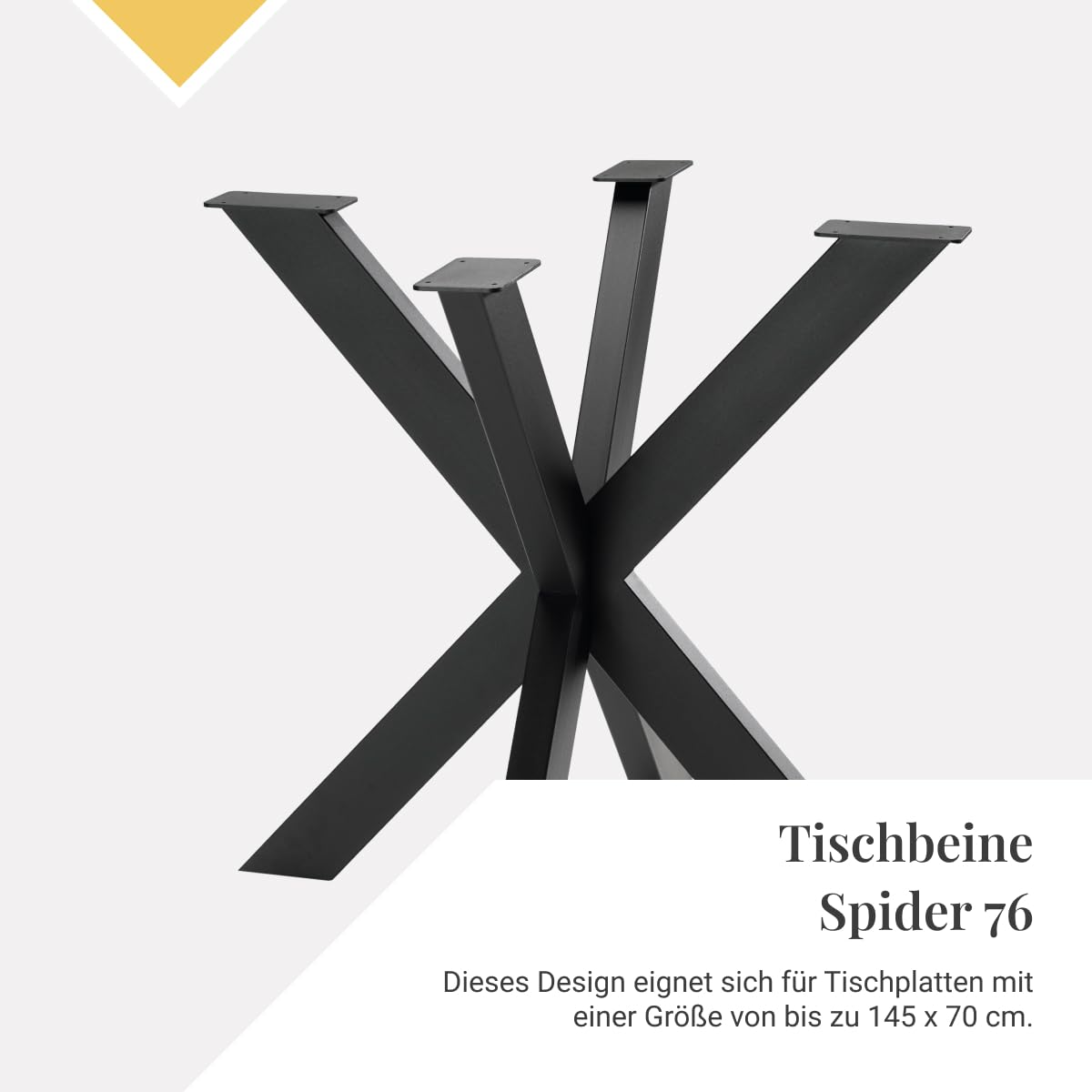 Tischbeine in Spider-Form Schwarz | Gefertigt aus hochwertigem Stahl | Geeignet zur Anbringung an Tischplatten | Stabil & Langlebig | Schwarze Beine für deinen Tisch (Spider 76)