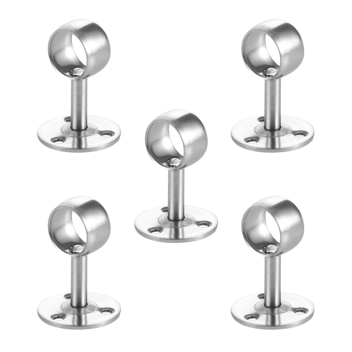 Soportes redondos de acero inoxidable para barra de armario de 22mm en color plata