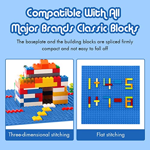 Image of Lekebaby 8 Pack Classic Baseplates 10 inch x 10 inch, Building Base Plates for Building Bricks, 100% Compatible with Major Brands and Activity Table-Baseplate, Sturdy & Safe, Age 3 and up Kids, Multicolored