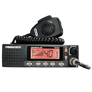 President Electronics Johnson II USA AM Transceiver CB Radio, 40 Channels AM, 12/24V, Up/Down Channel Selector, Volume Adjustment and ON/OFF, Manual Squelch and ASC, Multi-functions LCD Display
