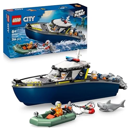 LEGO City Persecución en Barco de Policía - Juego Policial con 2 Barcos de Juguete, 3 Minifiguras y Figura de Tiburón - Regalo para Niños y Niñas de 6+ Años 60456 | Ya disponible en tu tienda friki favorita! En mundofriki.es!