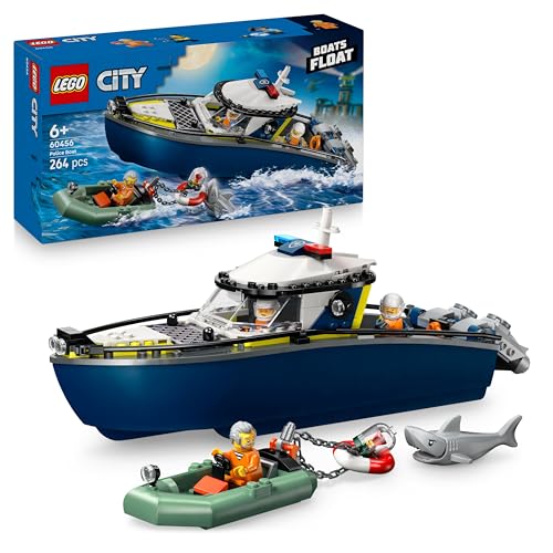 LEGO City Persecución en Barco de Policía - Juego Policial con 2