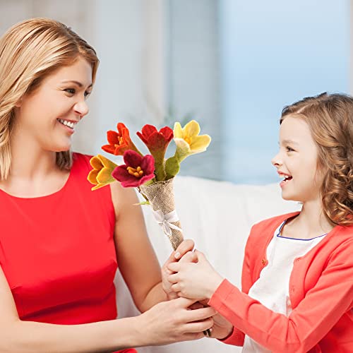 Glaciart One Felt Lily Flowers Artificial Bouquet - 5 pcs, Pink, Red, White, Orange, Purple, 8 inches - Image 3
