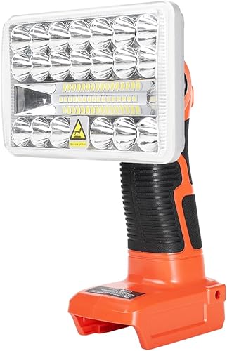 Miniatura 1 de Linterna de 18W 2000LM para BLACK+DECKER 20V Max batería de iones de litio, foco inalámbrico de 6000 K con puerto USB, cabeza giratoria de 110 de
