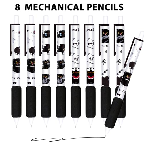 Set de 8 bolígrafos de gel retráctiles con diseño de gato miniatura 2