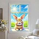 BlissYard Easter Window Banner 31x47 inch Window Cover with Cute Bunny and Flowers Easter Decoration Banner Window Display Hanging for Easter Holiday Seasonal Window Decor for Easters Party