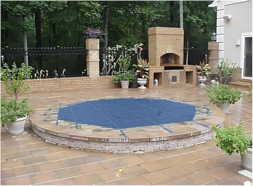 Bâche d'hiver robuste avec ancrages et ressorts en laiton - Protection de sécurité anti-poussière pour piscines creusées