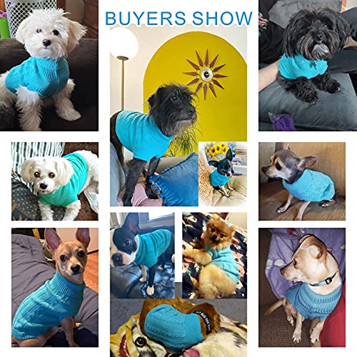 Chborchicen Small Dog Sweaters Knitted Pet Cat Sweater Warm Dog Sweatshirt Dog Winter Clothes Kitten Puppy Sweater (Medium,Sky Blue) #TOP1