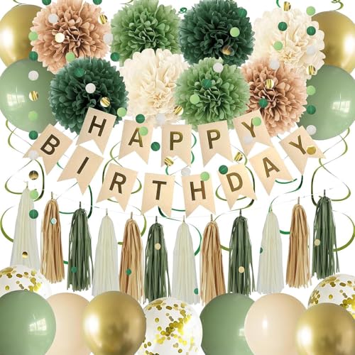 Décoration anniversaire vert sauge bohème pour célébrer ceux que vous aimez