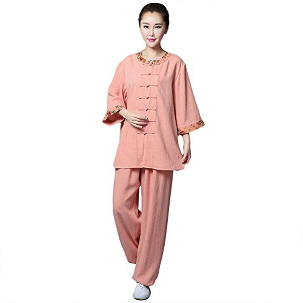 Taichi uniforme femme respirant S : ensemble vêtements arts martiaux exercice du matin orange