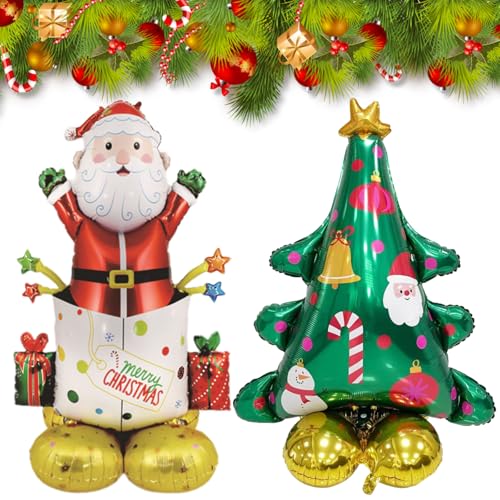 4ft Weihnachten aufblasbaren Weihnachtsbaum & Weihnachtsmann, 2 Stück Xmas Blow Up wasserdicht Weihnachtsbaum & Weihnachtsmann Dekorationen für Indoor Outdoor-Hof Patio Garten
