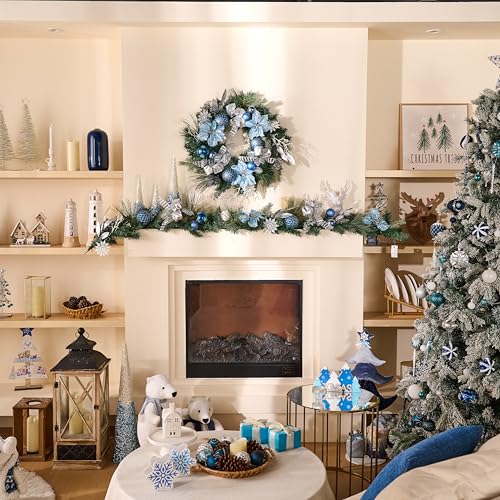 Valery Madelyn 24'' Pre-Lit Christmas Wreath for Front Door 