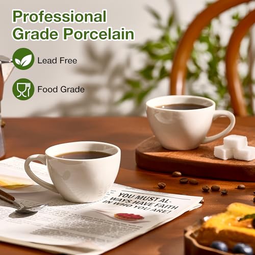 Hlukana SDFRE Porcelain Espresso Cups Set Of 4, 5 Oz Small Coffee Mugs, White Demitasse Cups Perfect thumb #2