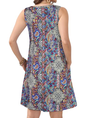 Image of JOLIGAL Womens Summer Dresses Casual Sleeveless Tshirt Sundress Beach Cover Up with Pockets Loose Tank Dress 2026