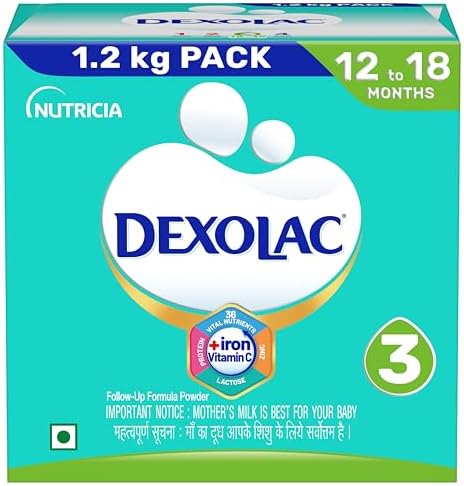 Dexolac Stage 3 Follow up Formula Babies - (12-18 months) - with Iron Vit C, Zinc, Protein & other Vital nutrients - 1.2 kg- BIB Pack