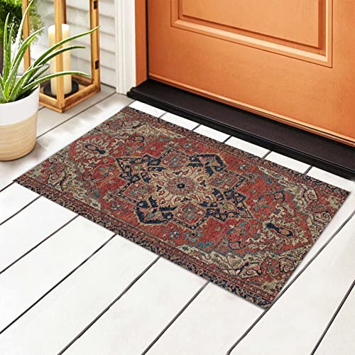Rustic Antique Oriental Turkish Persian Pvc Door Mat 23.6X15.7 Inch Entrance Doormat Outdoor Mat For Front And Back Door, Garage Or Porch Entryway, Poolside, Patio Decor #TOP2