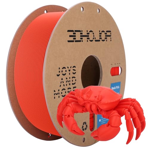 3DHoJor 3D Printer Filament Basic PLA Filament 1.75mm 300mm/s 1kg Cardboard Spool Dimensional Accuracy +/- 0.03 mm Fit Most 3D FDM Printer-RGB Red