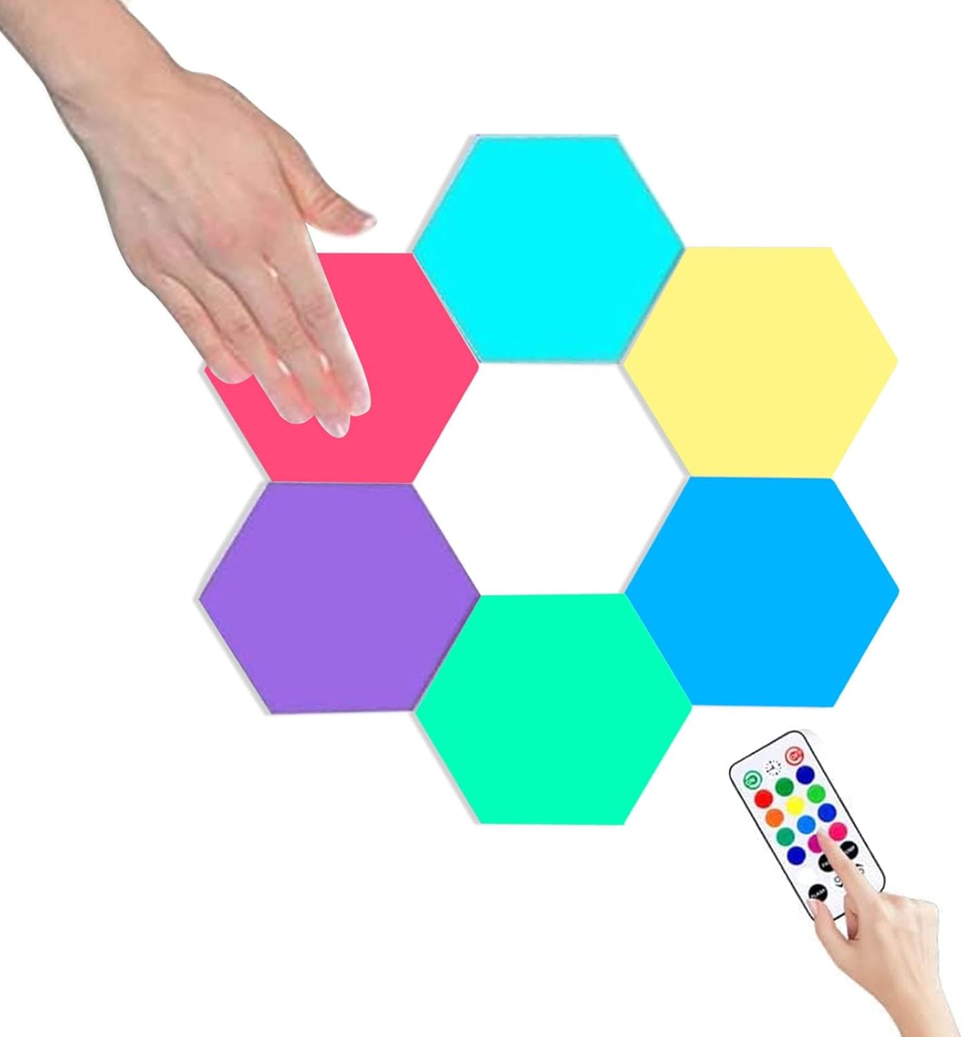 ChenLee Creative Remote Control Hexagonal Wall Lights Smart Touch-Sensitive LED Honeycomb Night Lights DIY Modular Assembled Splicing Modern Wall Lamps Home Decor (10)