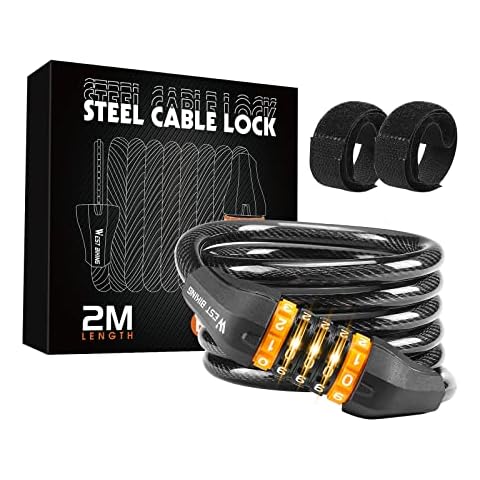 CHIMONA Bike Cable Lock Combination 6 ft (Black) Cover