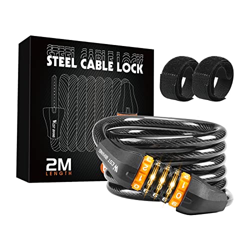 Chimona Bike Cable Lock (6.5 Ft), High Security Bicycle Lock With 5 Digit Resettable Combination, 1/2 Inch Steel Wire Cable Bike Lock Anti Theft, Long Bicycle Lock For Scooter, E-Bike, Stroller. Etc #TOP9