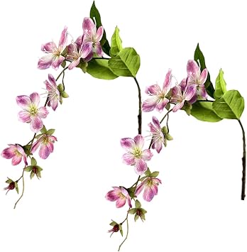 2 Pack White Artificial Jasmine Flowers, 31.5 Inch Fake Begonia Silk Flowers for Wedding Centerpieces, Home Decor, Faux Jasmine Bridal Shower Party Decoration Pink Purple