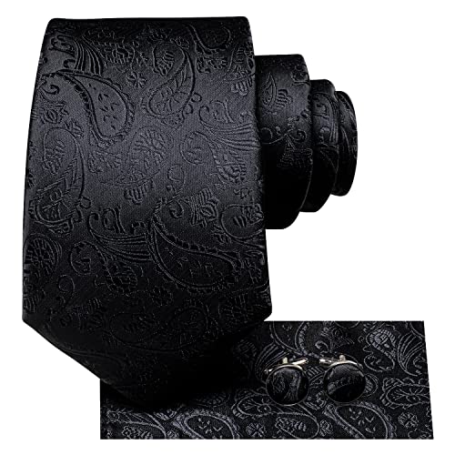 Image of Hi-Tie Mens 70inches Tie Set Extra Long Necktie for Men Cufflinks Handkerchief Big Tall Men Business Wedding