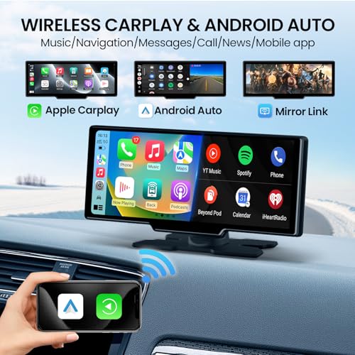 TECXERLLON 10.26'' Wireless Carplay & Android Auto, Apple Car play Screen with 4K Front & 1080P Rear Camera, Car Tablet Pro Max Touchscreen, 64G with GPS Navigation, Airplay, Mirror Link - Image 4