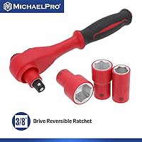 Vista 4 de MichaelPro Juego de herramientas aisladas VDE de 16 piezas de 3/8 pulgadas con enchufes, puntas de enchufe, llaves, trinquete, herramientas
