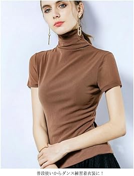 Amazon | ハイネック 半袖 Tシャツ レディース 半袖tシャツ