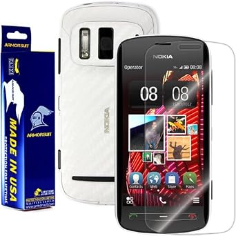 Armorsuit MilitaryShield White Carbon Fiber Skin Wrap Film + HD Clear Screen Protector for Nokia 808 - Anti-Bubble Film