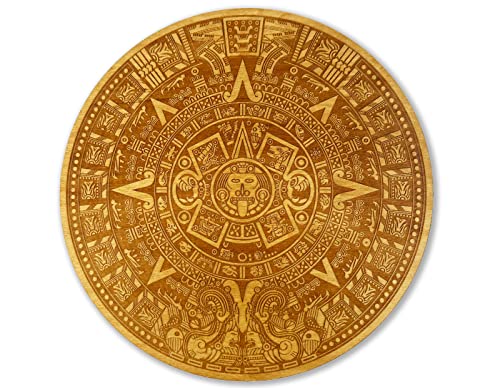 Urbalabs Wood Aztec Calendar Wall Decor 24" Inch Wall Hanging Mexico Aztec Calendar Mayan Calendar Cinco De Mayo Mexican Sun Azteca Calendario Laser Engraved Made In Usa (24 Inch) #TOP1