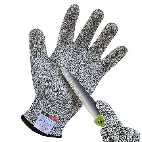 ohsuni Cutting Gloves, 1 Pairs of Cut Resistant Gloves Food Grade, Cut Resistant Gloves for Kitchen, Oyster Shucking, Fish Fillet Processing, Carving Wood and Gardening(Small-Grey)
