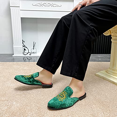 Image of FLQL Men's Leather Scuff Slippers Velvet Slip On Loafers Fashion Backless Mule Clogs Anti-Slip Sandals Slides for Men and Women Designer Size 7-13