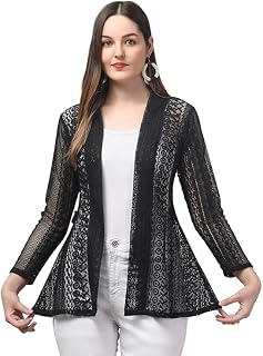 TRAVO FASHION Women’s Lace Shrug Long Sleeve Open Front Cardigan, Sheer Mesh Lightweight Summer Cover-Up for Dresses, Tops... Price In India