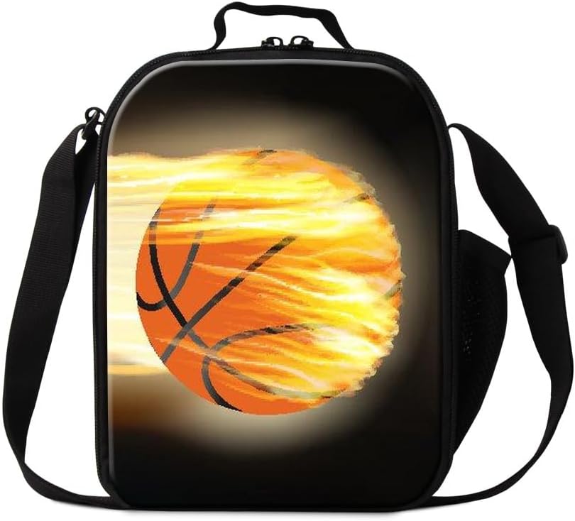 Basketball School Lunch Bag for Boys Cool Thermal Lunch Container Insulated Cooler Bag
