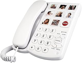 Big Botton Phone for Elderly, Corded Telephone Loud for Hard of Hearing Aid with Speaker, One-Touch Speed Dial Landline Phone for Dementia Aid Handsfree for Seniors Elderly