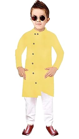OS JEANS Boys Fancy Cross Pattern Kurta Pyjama Set Combo with Classis Variation Colour (100% Cotton)