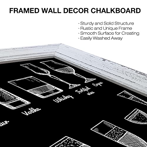Dollar Boss Chalkboard 36''X 24'' White Rustic Wood Framed Large Chalk Board For Wall Hanging Blackboard Memo Board Bulletin Menu Board Non-Magnetic For Kitchen,Coffee Shops, Restaurants #TOP6