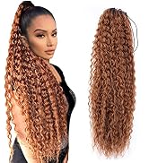 LACE PLUS 32 Inch Long Curly Ponytail Hair Extension Ombre Brown Curly Heat Resistant Synthetic I...
