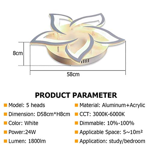 Lámpara LED regulable de 24W con mando y diseño floral blanco 3