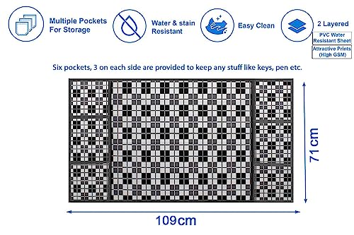 Image of Stylista Refridgerator top Cover Suitable for Samsung RR21C2F24UZ /HL, 189 Liter Fridge, Dimension (WXD) 71x109 CM, Checkered Pattern Black