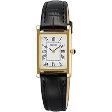 Seiko Classic Women's Watch in Black with Leather Strap - Water Resistance 5 Bar Case Diameter 19.6 mm SWR108P1