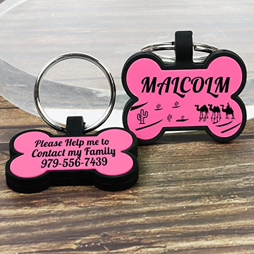 Jeogyong Silicone Dog Tags Engraved For Pets, No Jingle Silent Dog Id Tags Personalized, Customized Pet Id Tag For Dog Cat Collar (Rose Red) #TOP2