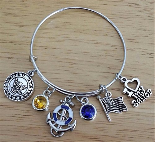 Navy Bracelet, Us Navy Bracelet, Us Military, Navy Wife Bracelet, Navy Mom Bracelet, Navy Sister, Navy Girlfriend, Navy Grandma, Sailor Bracelet, I Love My Sailor Bracelet, Navy Bangle Bracelet #TOP1